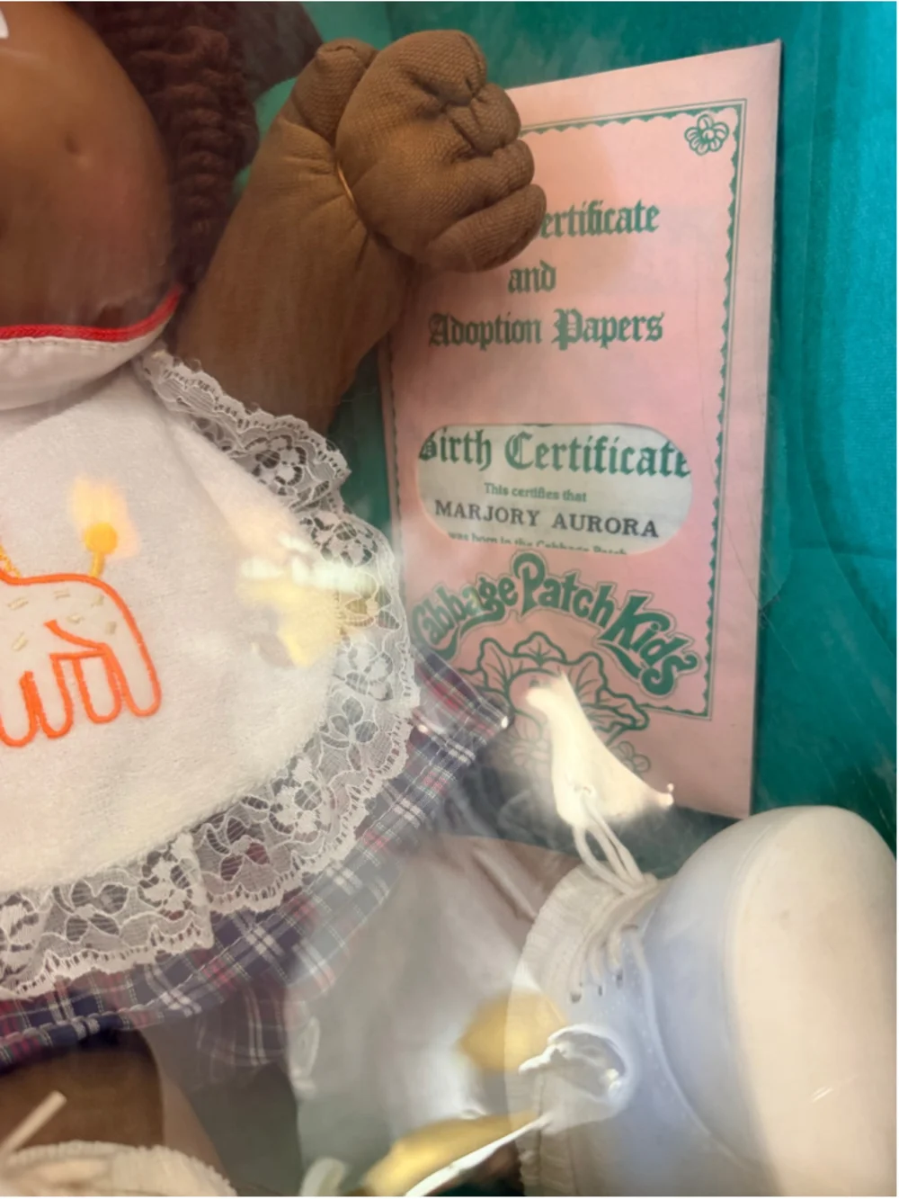 NIB Rare VTG 1985 Cabbage Patch Kids African American Marjory Aurora BOX DAMAGED